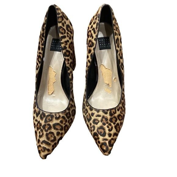 White House Black Market Elisa Signature Leopard Calf Hair Pointed Heels Sz 6 - Picture 9 of 13